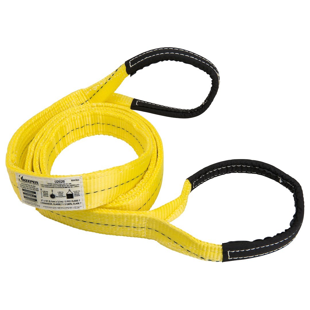 Hampton Prod Tow Strap, 10 Foot Length X 2 Inch Width, 6200 Pounds Vertical/ 4960 Pounds Choker/ 12400 Pounds Basket Rated Capacity, 2 Ply – 02626