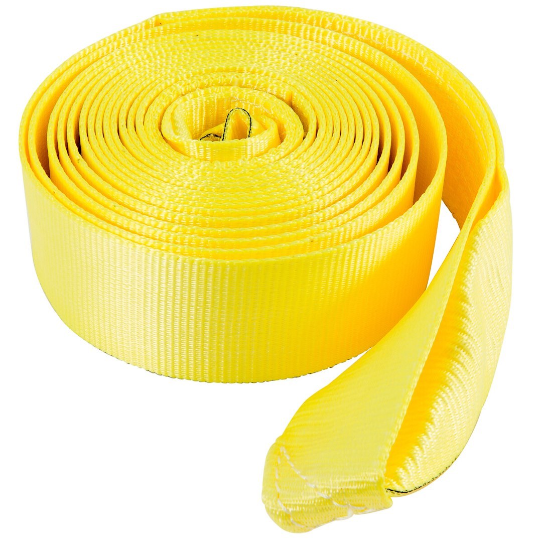 Hampton Prod Recovery Strap, 20 Feet Length X 3 Inch Width, Rated to 11000 Pound Load Capacity/ 22500 Pound Break Strength, With Loop, Yellow – 02932