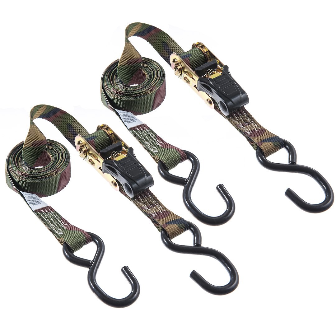 Hampton Prod Tie Down Strap, ATV Tie Down, 12 Feet Length X 1 Inch Width, 500 Pound Load Capacity, 1500 Pound Break Strength, With Ratchet – 03518