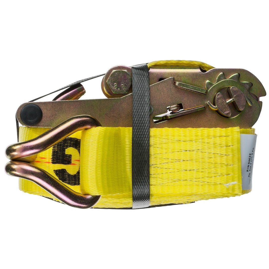 Hampton Prod Tie Down Strap, Cargo Tie Down, 27 Foot Length X 2 Inch Width, 3333 Pound Load Capacity, 10000 Pound Break Strength, With Ratchet – 04622