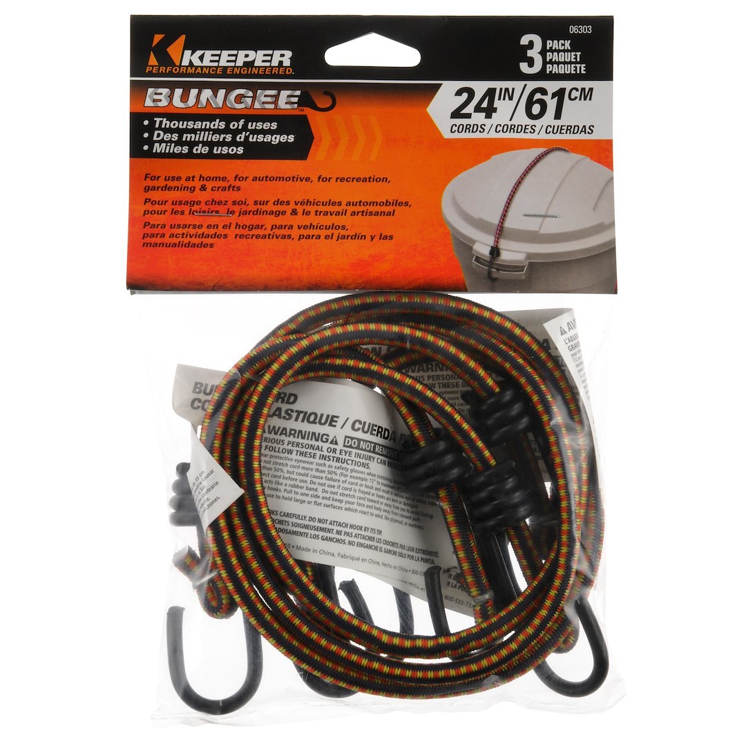 Hampton Prod Bungee Cord, Rubber, Three 24 Inch Length, Vinyl Coated Steel Hooks, Yellow/ Black – 06303