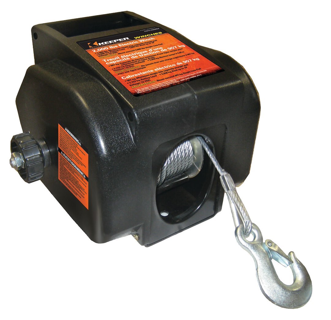 Hampton Prod Winch, Tracker Series, Portable, Trailer Winch, 12 Volt Electric, 2000 Pound Pull Capacity – KTSL2000RM