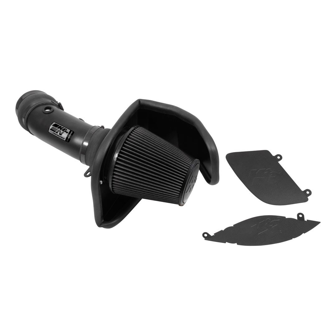 K&N Filters Cold Air Intake, Black Aluminum Tube, Black Filter, With Heat Shield – 30-2553TTK