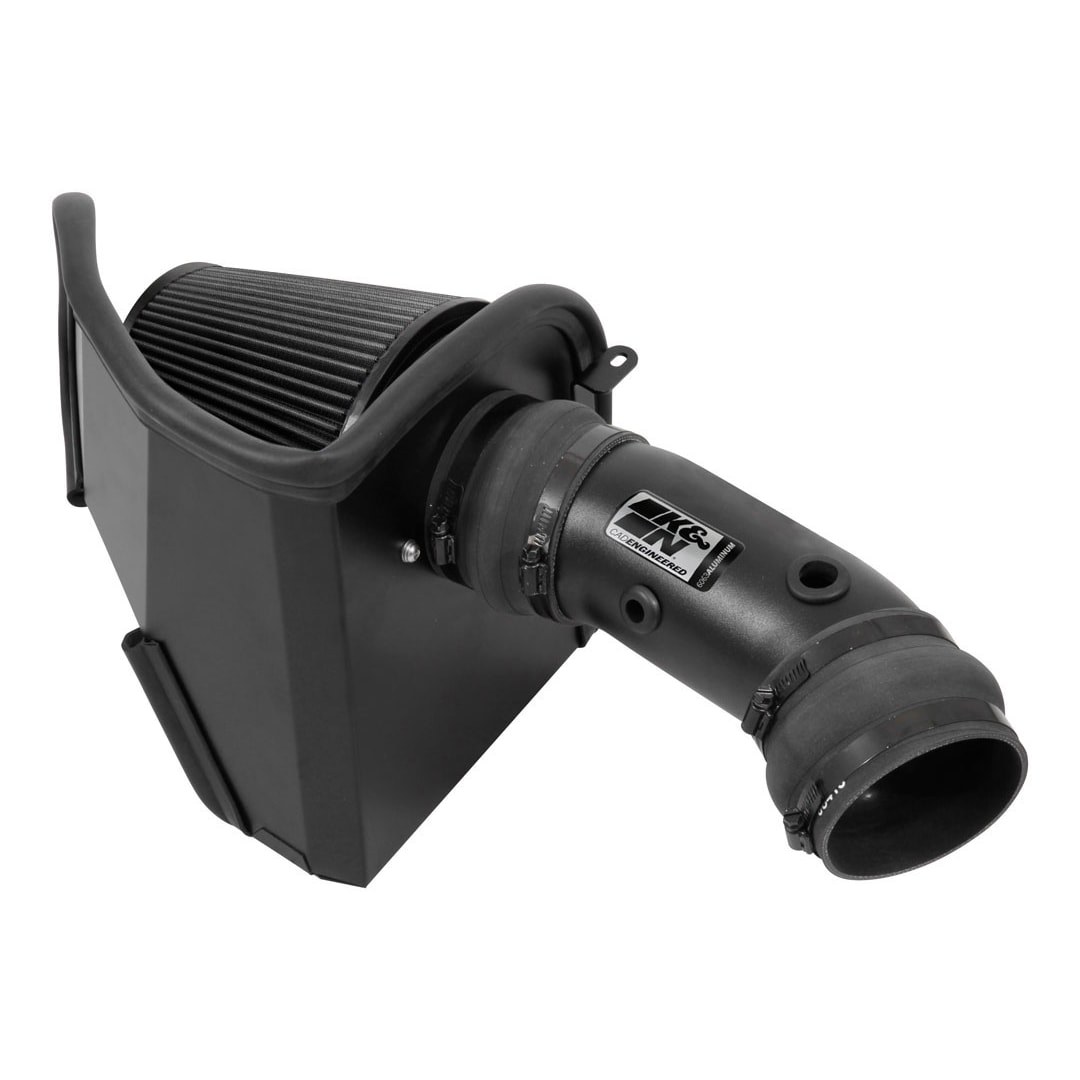 K&N Filters Cold Air Intake, Black Aluminum Tube, Black Filter, With Heat Shield – 30-2553TTK