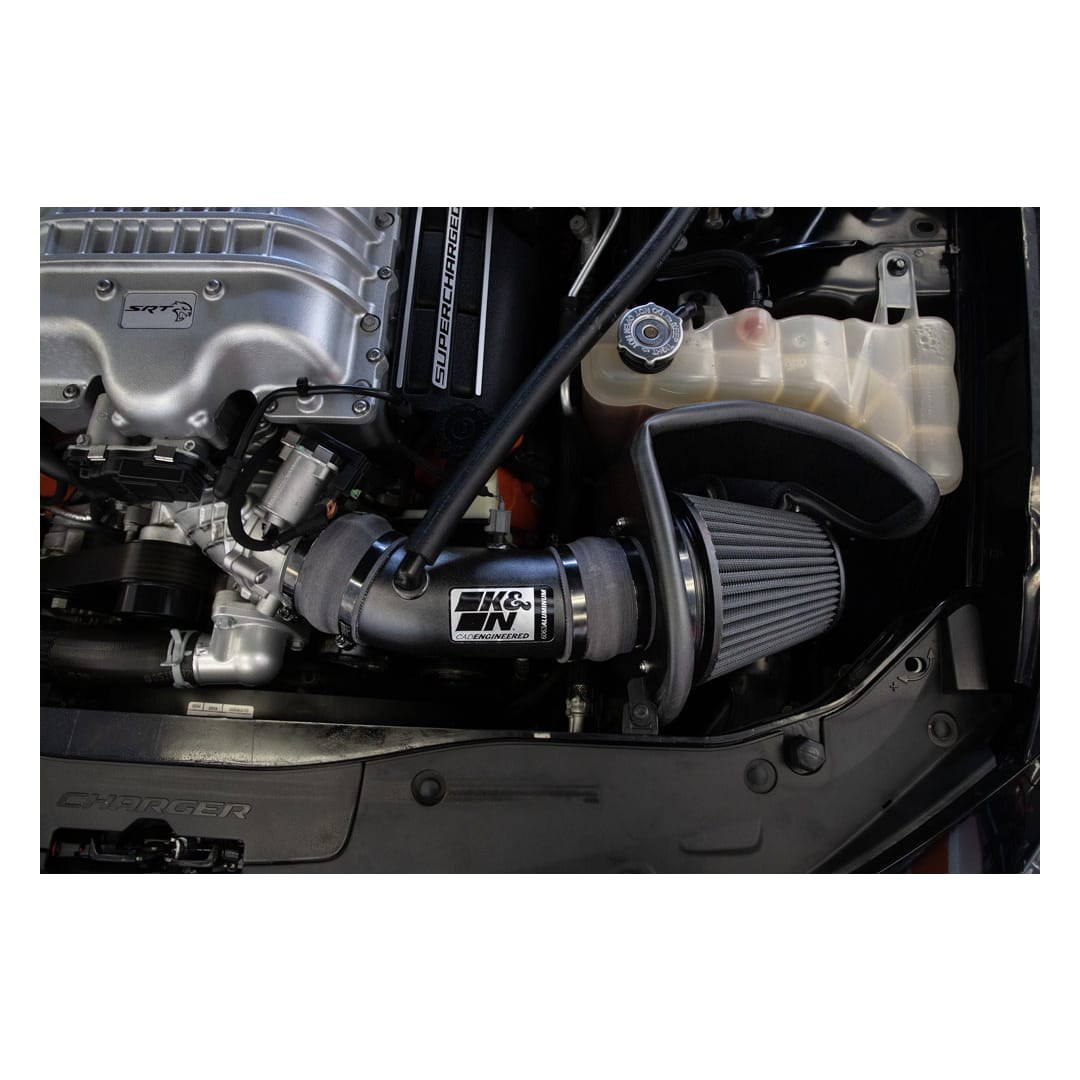 K&N Filters Cold Air Intake, Black Aluminum Tube, Black Filter, With Heat Shield – 30-2553TTK