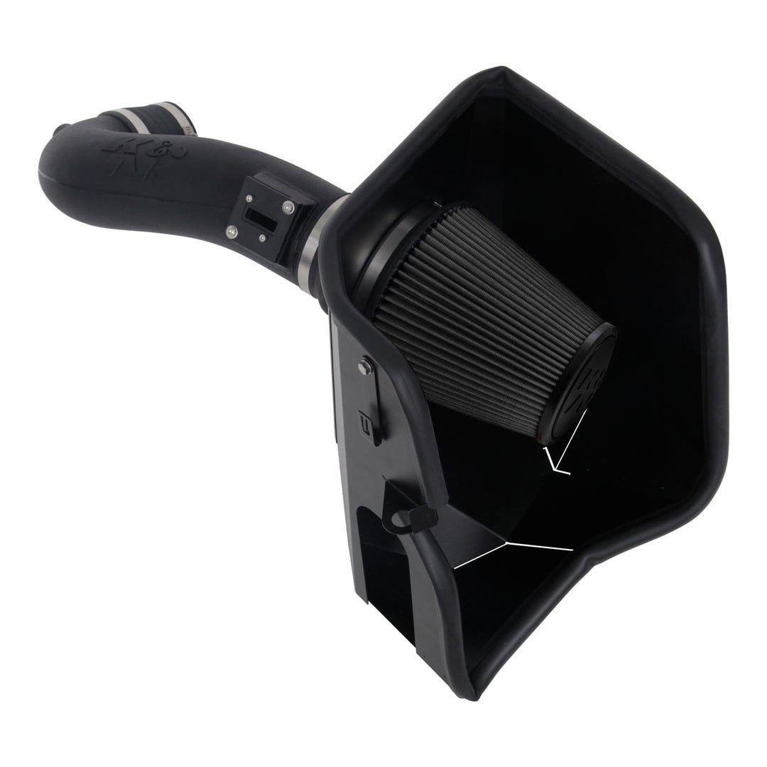 K&N Filters Cold Air Intake, Black Polyethylene Tube, Black Filter, With Heat Shield – 30-3110