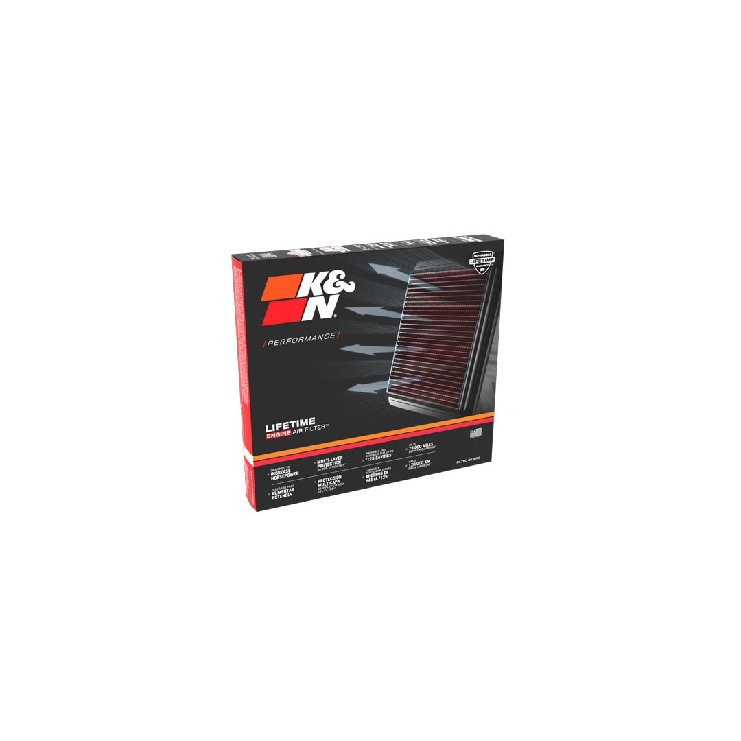 K&N Filters Air Filter, Washable, Red, Cotton Gauze, Panel, Set of 2 – 33-3183