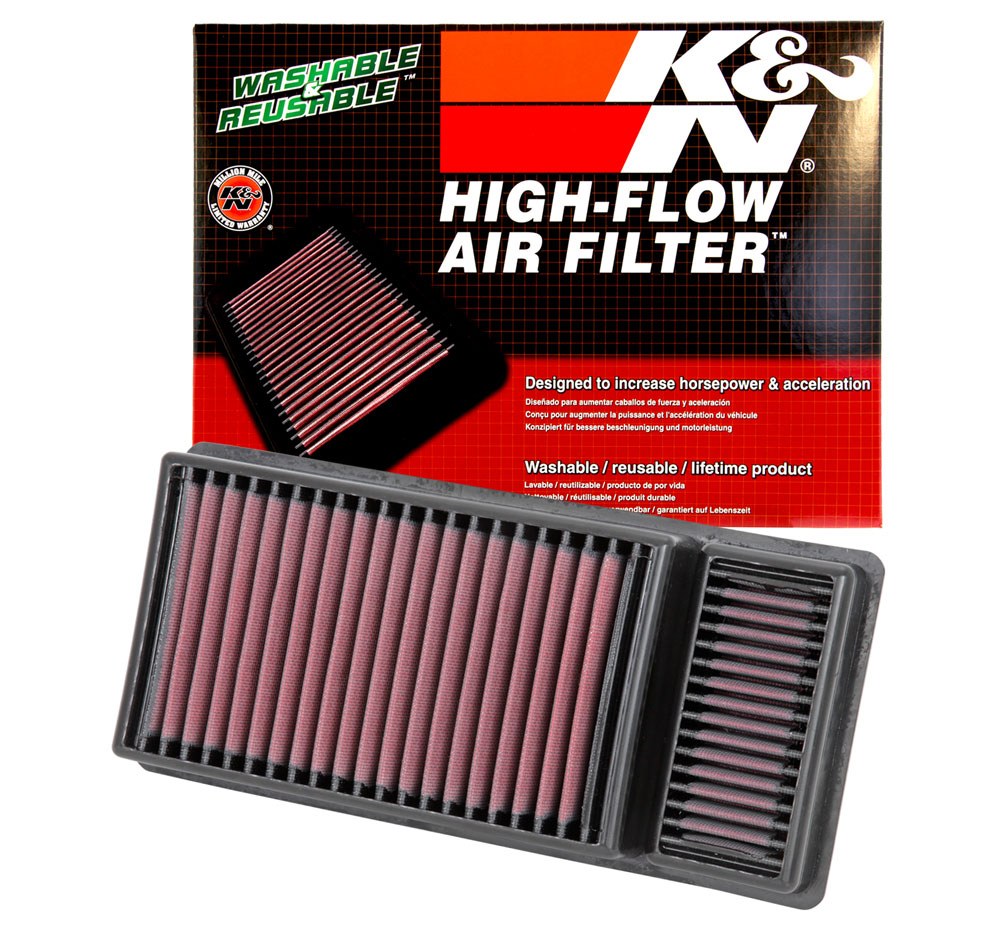 K&N Filters Air Filter, Washable, Red, Cotton Gauze, Panel, 14 Inch Length X 6.75 Inch Width X 2.375 Inch Height – 33-5010