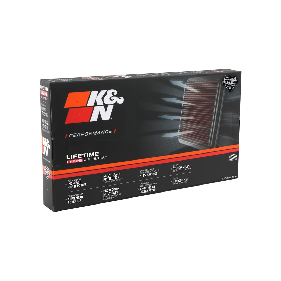 K&N Filters Air Filter, Washable, Red, Cotton Gauze, Panel – 33-5139