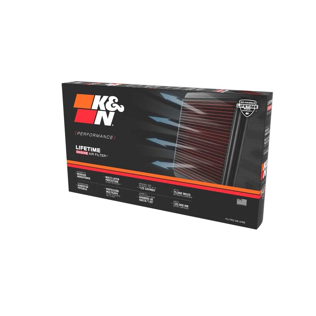 K&N Filters Air Filter, Washable, Red, Cotton Gauze, Panel – 33-5147