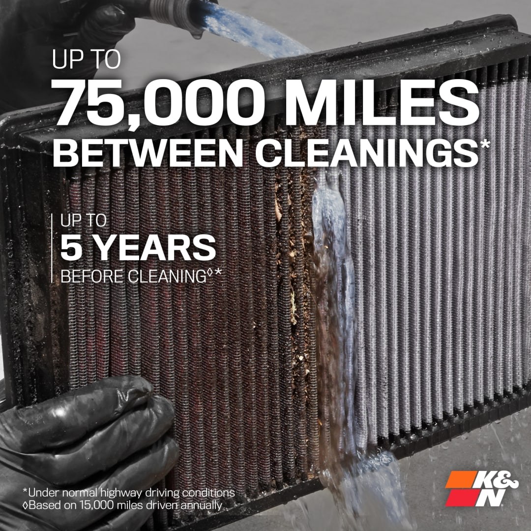 K&N Filters Air Filter, Washable, Red, Cotton Gauze, Panel – 33-5147