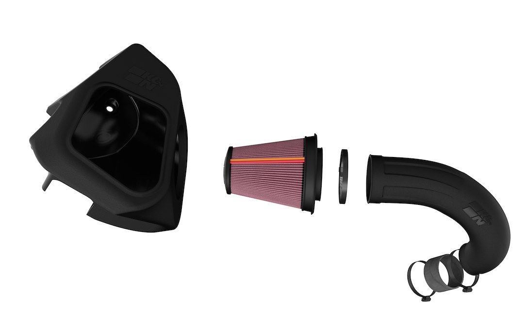 K&N Filters Cold Air Intake, 50 Series GEN3, Black Polyethylene Tube, Red Filter, With Heat Shield – 50-1578