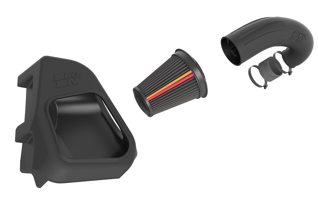 K&N Filters Cold Air Intake, Nextgen, Black Polyethylene Tube, Black Dryflow Filter, With Heat Shield – 50-1578D
