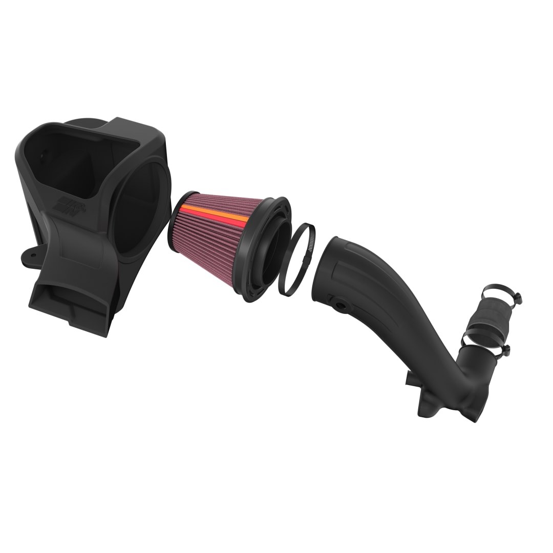 K&N Filters Cold Air Intake, Nextgen, Black Polyethylene Tube, Red Filter, With Heat Shield – 50-2629