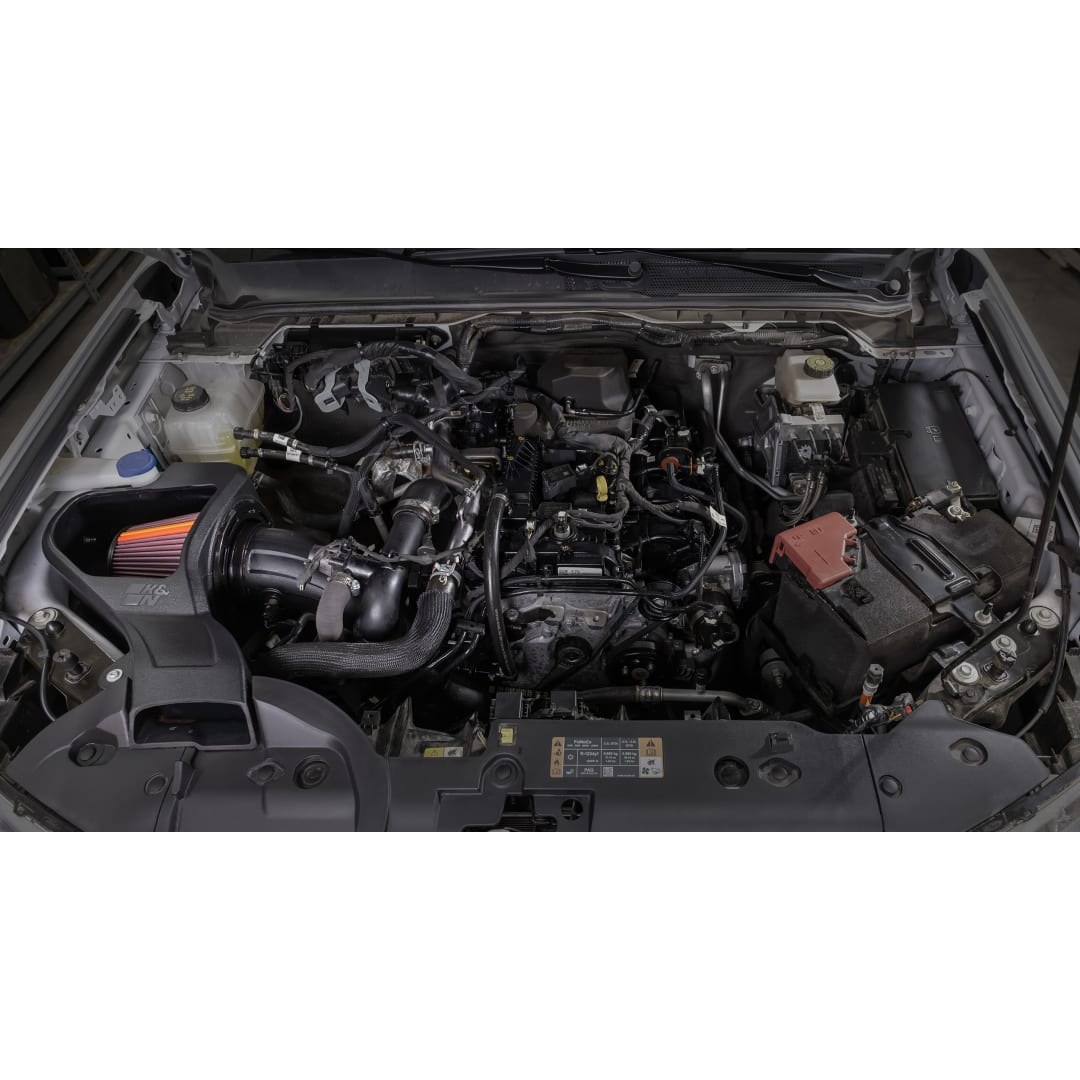 K&N Filters Cold Air Intake, Nextgen, Black Polyethylene Tube, Red Filter, With Heat Shield – 50-2629