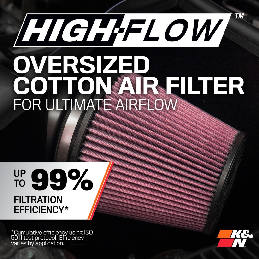 K&N Filters Cold Air Intake, 57 Series Generation II, Black Polyethylene Tube, Red Filter – 57-2561