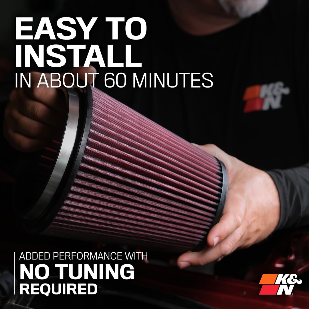 K&N Filters Cold Air Intake, 57 Series Generation II, Black Polyethylene Tube, Red Filter – 57-2561