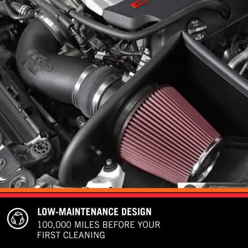 K&N Filters Cold Air Intake, 57 Series Fipk, Black Plastic Tube, Red Filter, With Heat Shield – 57-3101