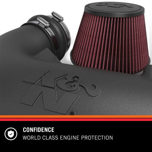 K&N Filters Cold Air Intake, 57 Series Fipk, Black Plastic Tube, Red Filter, With Heat Shield – 57-3101