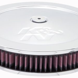 K&N Filters Air Cleaner Assembly, Custom, Four Barrel Carburetors, 5-1/8 Inch Neck Flange, 11 Inch Diameter X 3.37 Inch Height, Round – 60-1170
