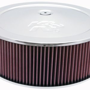 K&N Filters Air Cleaner Assembly, Custom, Four Barrel Carburetors, 5-1/8 Inch Neck Flange with 1/4 Inch Drop Base – 60-1300