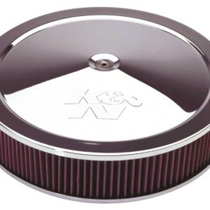 K&N Filters Air Cleaner Assembly, Custom, Holley Dominator Carburetors, 7-5/16 Inch Neck Flange, 16 Inch Diameter X 3-1/4 Inch Height, Round – 60-1640