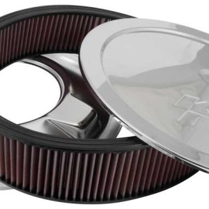 K&N Filters Air Cleaner Assembly, Custom, Holley Dominator Carburetors, 7-5/16 Inch Neck Flange, 16 Inch Diameter X 3-1/4 Inch Height, Round – 60-1640