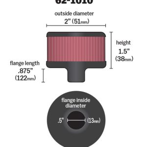 K&N Filters Crankcase Breather Filter, Push IN with 1/2 Inch Outside Diameter Tube, 1-1/2 Inch Height, Rubber Top Style – 62-1010
