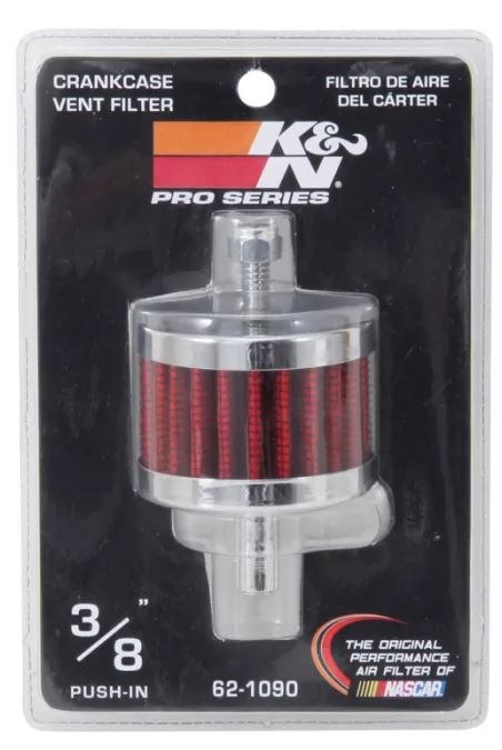 K&N Filters Crankcase Breather Filter, Push IN with 3/8 Inch Outside Diameter Tube, 2 Inch Outside Diameter, 1-1/2 Inch Height – 62-1090