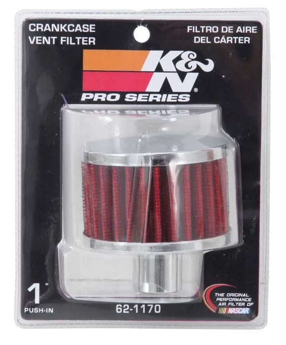 K&N Filters Crankcase Breather Filter, Push IN with 1 Inch Outside Diameter Tube, 3 Inch Outside Diameter, 2 Inch Height, Metal Top Style – 62-1170
