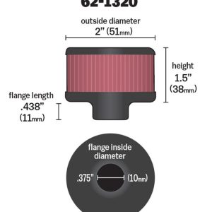 K&N Filters Crankcase Breather Filter, Push IN with 3/8 Inch Outside Diameter Flange, 2 Inch Outside Diameter, 1-1/2 Inch Height – 62-1320