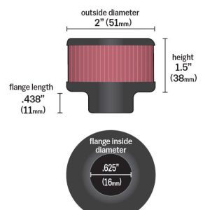 K&N Filters Crankcase Breather Filter, Clamp on with 5/8 Inch Inside Diameter Flange, 2 Inch Outside Diameter, 1-1/2 Inch Height – 62-1340