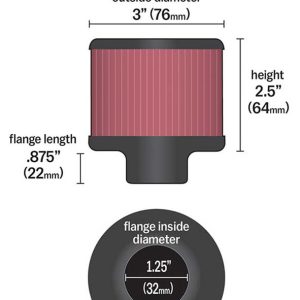 K&N Filters Crankcase Breather Filter, Clamp on with 1-1/4 Inch Inside Diameter Flange, 3 Inch Outside Diameter, 2-1/2 Inch Height – 62-1390