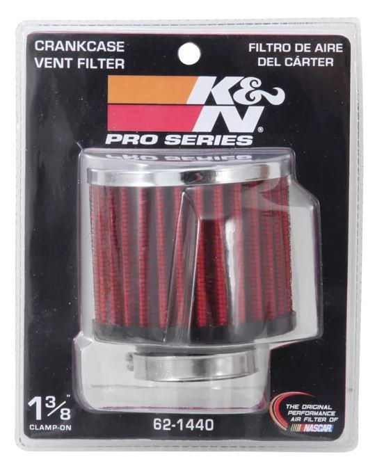 K&N Filters Crankcase Breather Filter, Clamp on with 1-3/8 Inch Inside Diameter Flange, 3 Inch Outside Diameter, 2-1/2 Inch Height – 62-1440