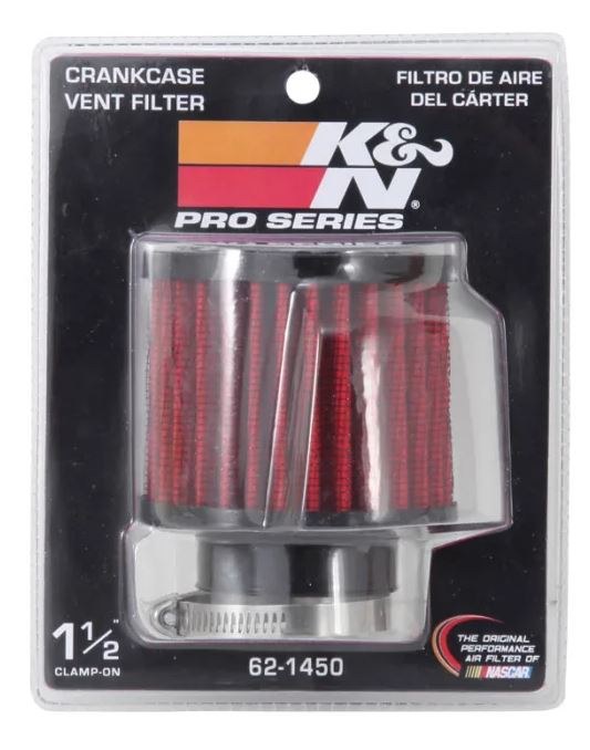 K&N Filters Crankcase Breather Filter, Clamp on with 1-1/2 Inch Inside Diameter Flange, 3 Inch Outside Diameter, 2-1/2 Inch Height – 62-1450