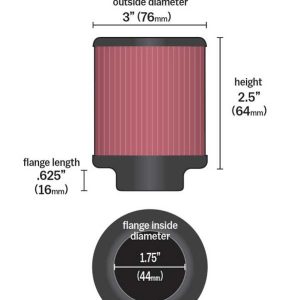 K&N Filters Crankcase Breather Filter, Clamp on with 1-3/4 Inch Inside Diameter Flange, 3 Inch Outside Diameter, 2-1/2 Inch Height – 62-1470
