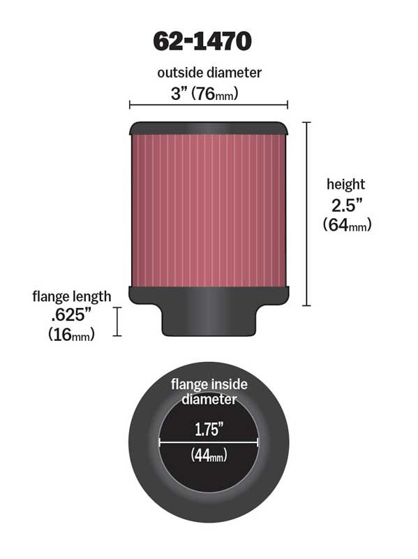 K&N Filters Crankcase Breather Filter, Clamp on with 1-3/4 Inch Inside Diameter Flange, 3 Inch Outside Diameter, 2-1/2 Inch Height – 62-1470