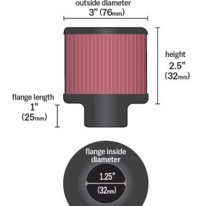 K&N Filters Crankcase Breather Filter, Push IN with 1-1/4 Inch Outside Diameter Flange, 3 Inch Outside Diameter, 2-1/2 Inch Height – 62-1490