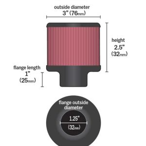 K&N Filters Crankcase Breather Filter, 3 Inch Outside Diameter, 2-1/2 Inch Height, Metal Top Style, With Heath Shield, K&N Logo – 62-1516