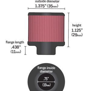 K&N Filters Crankcase Breather Filter, 1-3/8 Inch Outside Diameter, 1-1/8 Inch Height, Rubber Top Style, Without Heat Shield, K&N Logo – 62-1560