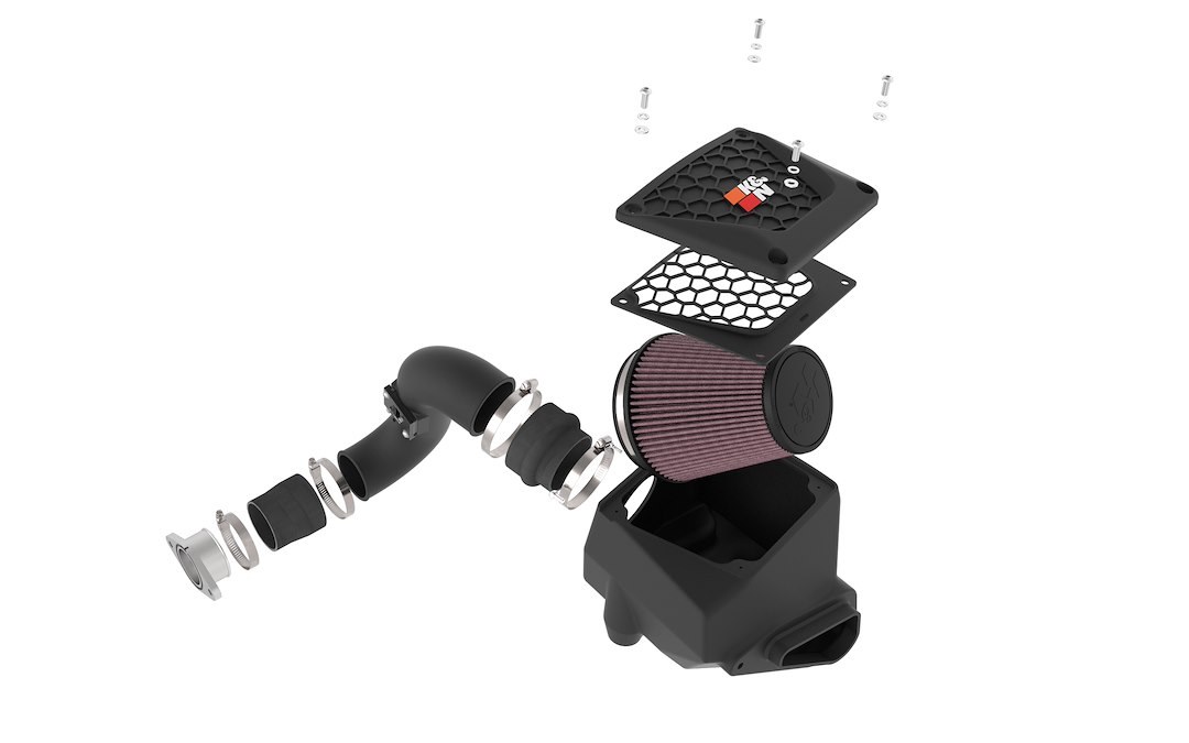 K&N Filters Cold Air Intake, 63 Series Aircharger ®, Black Polyethylene Tube, Red Filter, With Heat Shield – 63-9043