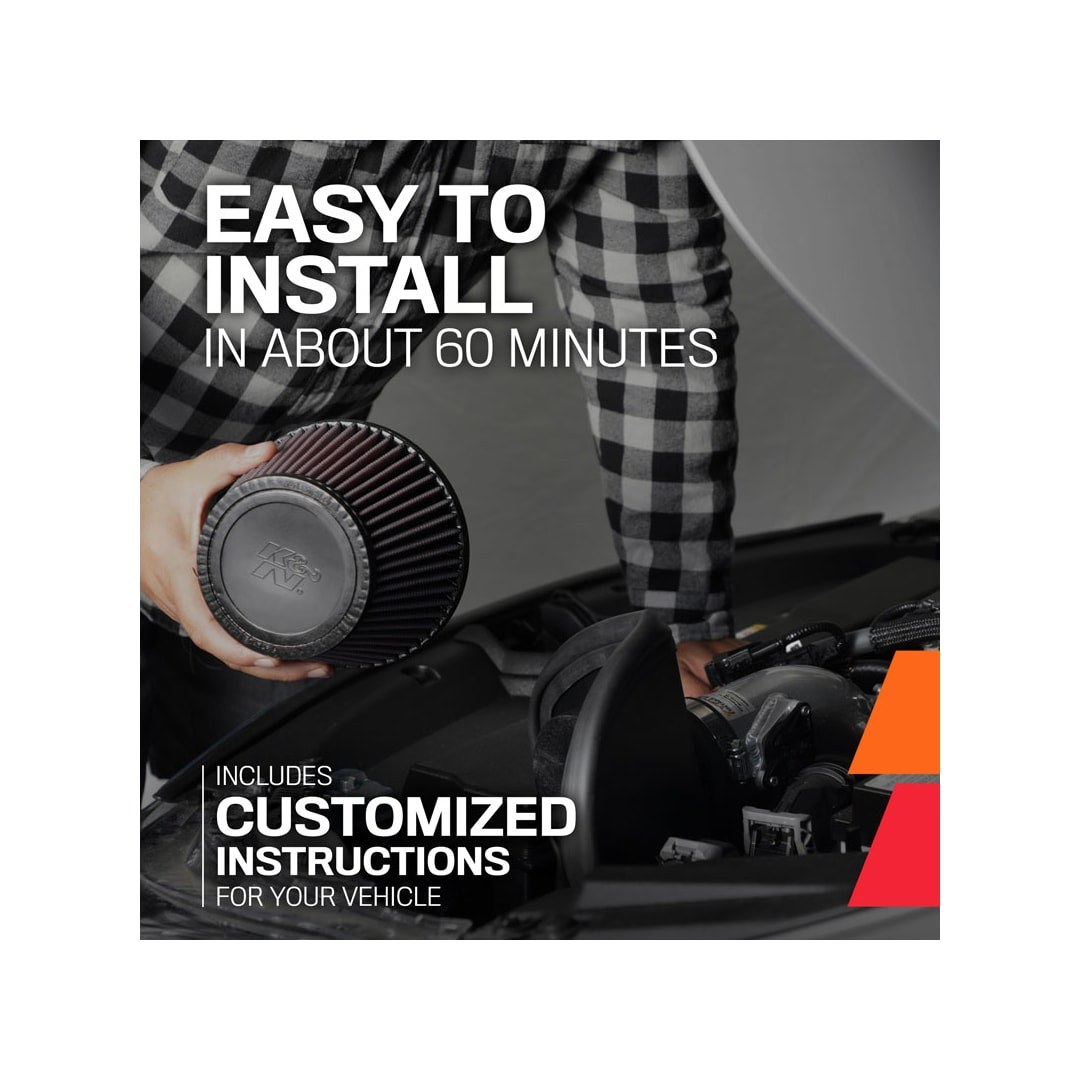 K&N Filters Cold Air Intake, 69 Series Typhoon ™, Polished Aluminum Tube, Red Filter – 69-2545TP