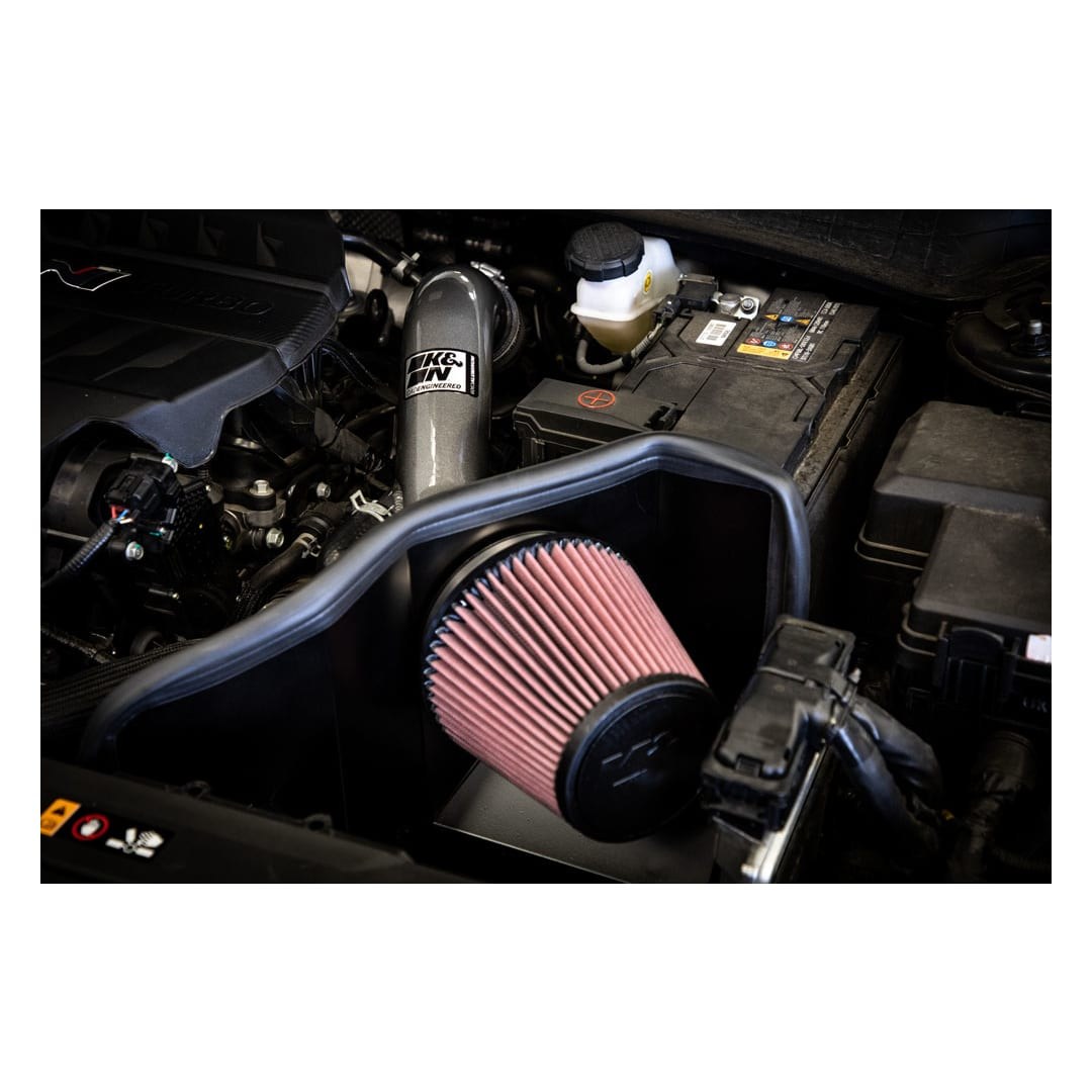 K&N Filters Cold Air Intake, 69 Series Typhoon ™, Silver Aluminum Tube, Red Filter, With Heat Shield – 69-5329TC