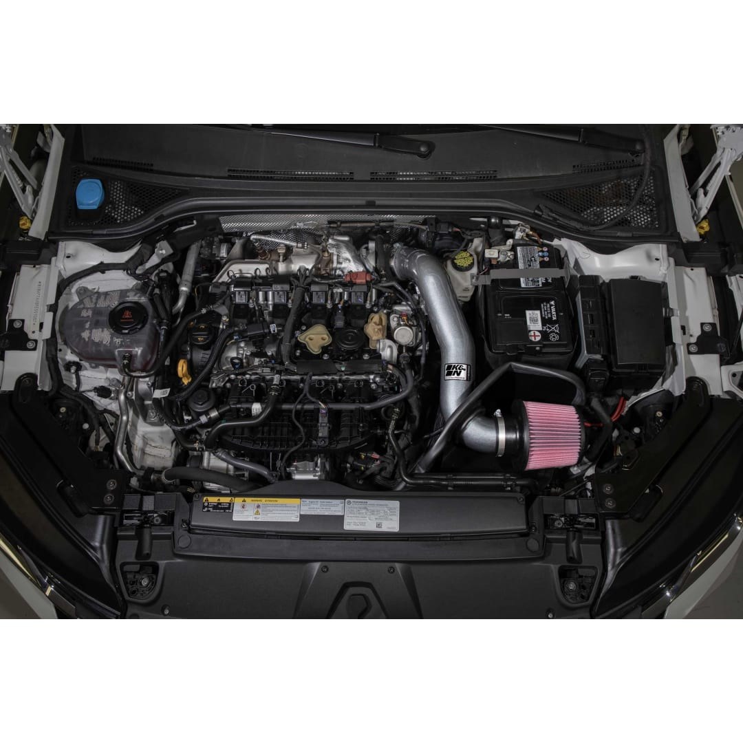 K&N Filters Cold Air Intake, 69 Series Typhoon ™, Silver Aluminum Tube, Red Filter, With Heat Shield – 69-9510TC