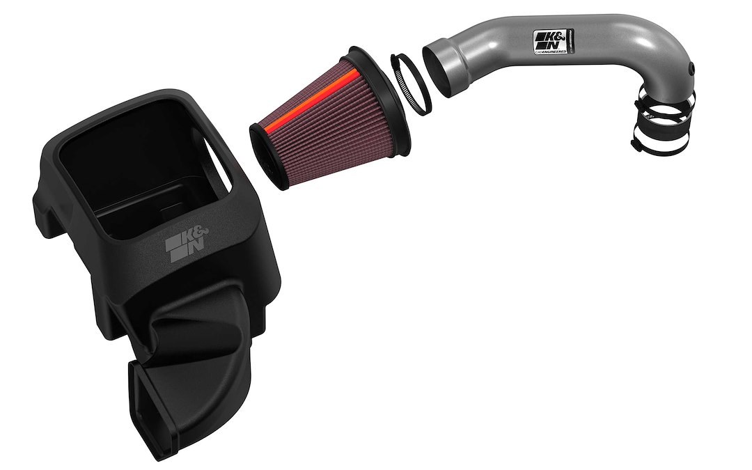 K&N Filters Cold Air Intake, Nextgen, Silver Aluminum Tube, Red Filter, With Heat Shield – 70-1561