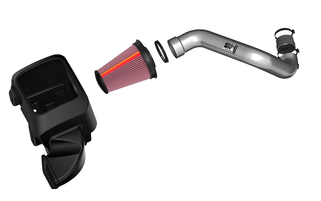 K&N Filters Cold Air Intake, Nextgen, Silver Aluminum Tube, Red Filter, With Heat Shield – 70-1564