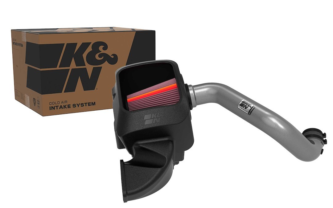 K&N Filters Cold Air Intake, Nextgen, Silver Aluminum Tube, Red Filter, With Heat Shield – 70-1564