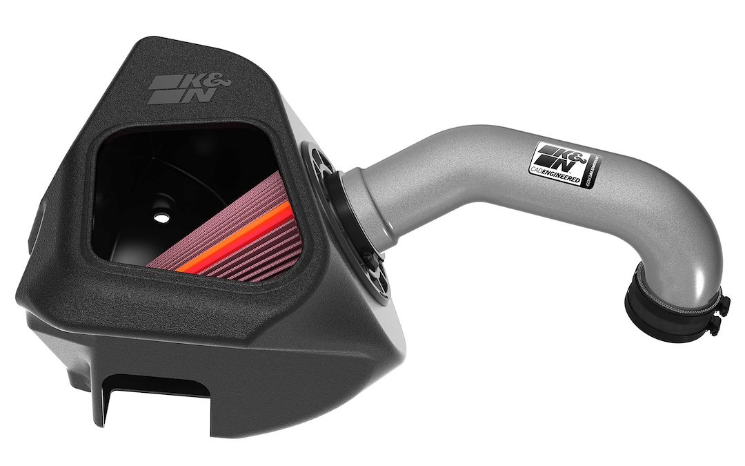 K&N Filters Cold Air Intake, Nextgen, Silver Aluminum Tube, Red Filter, With Heat Shield – 70-1578