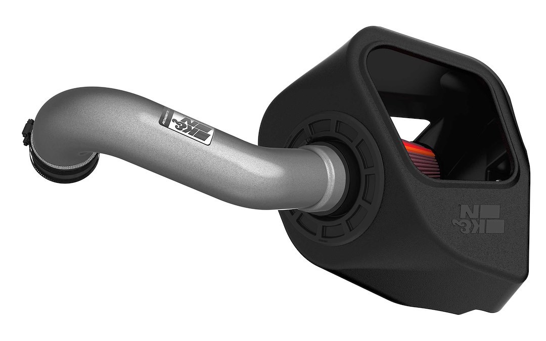 K&N Filters Cold Air Intake, Nextgen, Silver Aluminum Tube, Red Filter, With Heat Shield – 70-1578