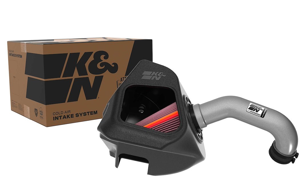 K&N Filters Cold Air Intake, Nextgen, Silver Aluminum Tube, Red Filter, With Heat Shield – 70-1578